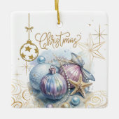 クリスマス金ゴールドアンドソフトパステルオーナメント セラミックオーナメント (正面)
