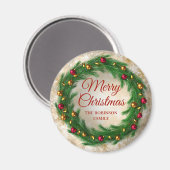 クリスマス金ゴールドウィンタースパークルフェスティバルリース マグネット (正面/裏面)