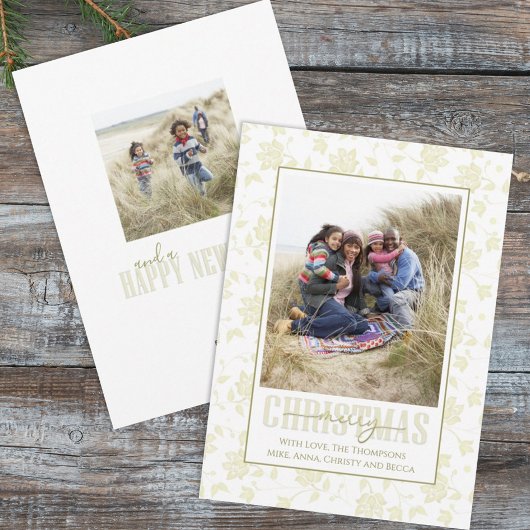 クリスマス金ゴールドエレガントフローラホリデイ2 シーズンカード