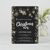 クリスマス金ゴールドオーナメント，ダイヤモンド，雪片 招待状 (スタンド正面)