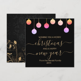 クリスマス金ゴールドカラフルフェスティバルつるオーナメント シーズンカード