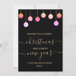 クリスマス金ゴールドカラフルフェスティバルつるオーナメント シーズンカード