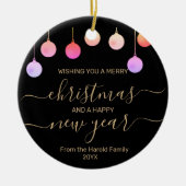 クリスマス金ゴールドカラフルフェスティバルつるオーナメント セラミックオーナメント (正面)