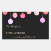 クリスマス金ゴールドカラフルフェスティバルつるオーナメント 長方形シール (正面)