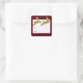 クリスマス金ゴールドグリッターディアスクエアステッカー スクエアシール (バッグ)