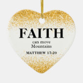 クリスマス金ゴールドグリッターバイブル聖句ハート セラミックオーナメント (正面)