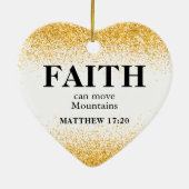 クリスマス金ゴールドグリッターバイブル聖句ハート セラミックオーナメント (裏面)