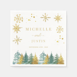 クリスマス金ゴールドグリーンウッドランドパイン結婚ズ スタンダードカクテルナプキン