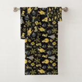 クリスマス金ゴールドサンタ雪だるまストッキングギフトパターン バスタオルセット (インサイチュ)