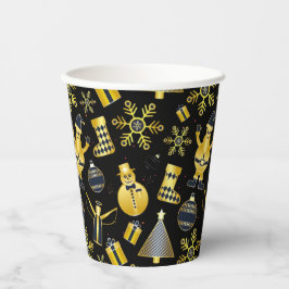 クリスマス金ゴールドサンタ雪だるまストッキングギフトパターン 紙コップ