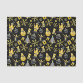 クリスマス金ゴールドサンタ雪だるまストッキングギフトパターン 薄葉紙