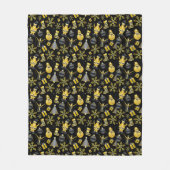 クリスマス金ゴールドサンタ雪だるまストッキングパターン フリースブランケット (正面)