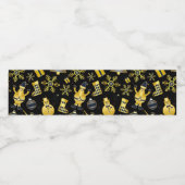 クリスマス金ゴールドサンタ雪だるまストッキングパターン ペットボトルラベル (シングルラベル)