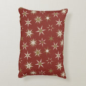 クリスマス金ゴールドジオスターズ – 赤いパターン。 アクセントクッション (裏面(縦))