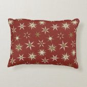 クリスマス金ゴールドジオスターズ – 赤いパターン。 アクセントクッション (裏面)