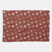 クリスマス金ゴールドジオスターズ – 赤いパターン。 キッチンタオル (横)