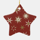 クリスマス金ゴールドジオスターズ – 赤いパターン。 セラミックオーナメント (正面)