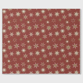クリスマス金ゴールドジオスターズ – 赤いパターン。 ラッピングペーパー (フラット)