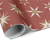 クリスマス金ゴールドジオスターズ – 赤いパターン。 ラッピングペーパー (ロールコーナー)