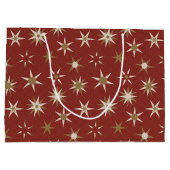 クリスマス金ゴールドジオスターズ – 赤いパターン。 ラージペーパーバッグ (裏面)