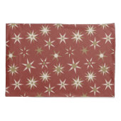 クリスマス金ゴールドジオスターズ – 赤いパターン。 枕カバー (裏面)