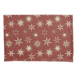 クリスマス金ゴールドジオスターズ – 赤いパターン。 枕カバー