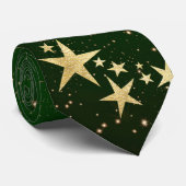 クリスマス金ゴールドスターオングリーンネックタイ ネクタイ (ロール)