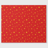 クリスマス金ゴールドスターズオンレッドラッピング紙 ラッピングペーパー (フラット)