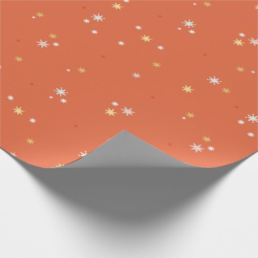 クリスマス金ゴールドスターフェスティバルモダンウィンターホリデーズ ラッピングペーパー (角)