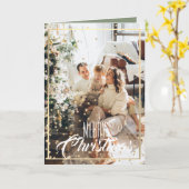 クリスマス金ゴールドスター紙吹雪フォトホリデーカード カード (黄色い花)