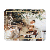 クリスマス金ゴールドスター紙吹雪写真の休日 マグネット (横)