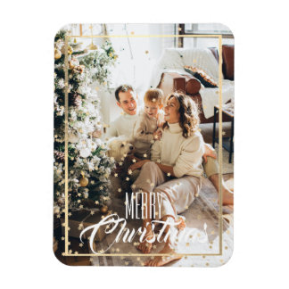 クリスマス金ゴールドスター紙吹雪写真の休日 マグネット