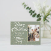 クリスマス金ゴールドスター紙吹雪写真 シーズンカード (スタンド正面)