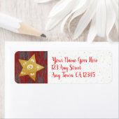 クリスマス金ゴールドスター素朴な田舎赤い木文字 ラベル (インサイチュ)