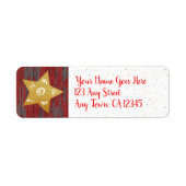 クリスマス金ゴールドスター素朴な田舎赤い木文字 ラベル (正面)