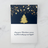 クリスマス金ゴールドスター、ボーブル、ツリーとメッセージ シーズンカード (内部)