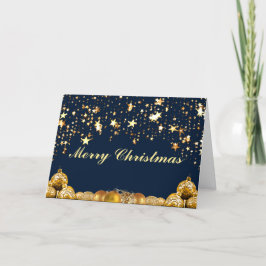 クリスマス金ゴールドスター、ボーブル、ツリーとメッセージ シーズンカード