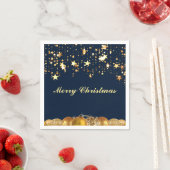 クリスマス金ゴールドスター、ボーブル、ツリーとメッセージ スタンダードカクテルナプキン (インサイチュ)