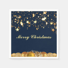 クリスマス金ゴールドスター、ボーブル、ツリーとメッセージ スタンダードカクテルナプキン