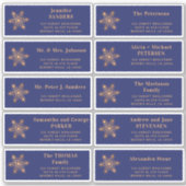 クリスマス金ゴールドスノーフレークネイビーゲスト住所 シール (正面)