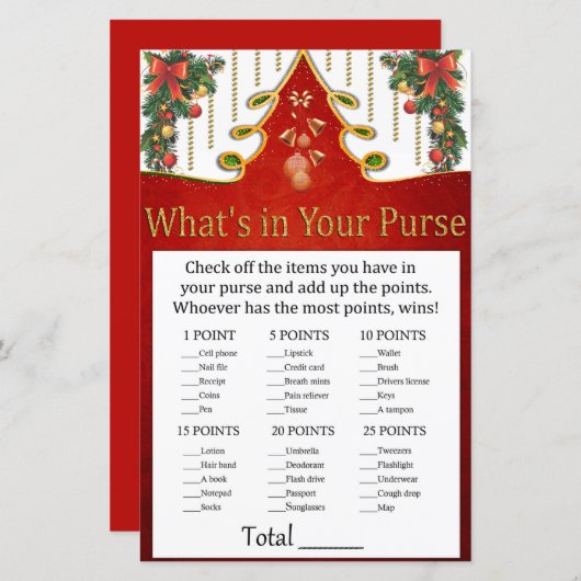 クリスマス金ゴールドツリーあなたの財布ゲームの中に何がある (正面/裏面)