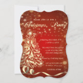 クリスマス金ゴールドツリー企業のパーティの招待状 招待状 (正面)