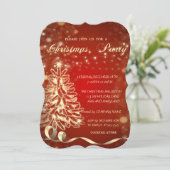 クリスマス金ゴールドツリー企業のパーティの招待状 招待状 (スタンド正面)