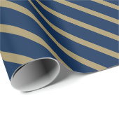 クリスマス金ゴールドネイビーブルー斜ストライプ斜パターン ラッピングペーパー (ロールコーナー)