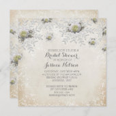 クリスマス金ゴールドバラスノーフレークブライダルシャワー 招待状 (正面/裏面)