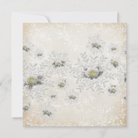 クリスマス金ゴールドバラスノーフレークブライダルシャワー 招待状 (裏面)