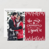 クリスマス金ゴールドパイン最も素晴らしいタイムフォト インビテーションポストカード (正面/裏面)