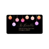 クリスマス金ゴールドフェスティバルカラフルオーナメントホリデイ ラベル (正面)