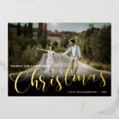 クリスマス金ゴールドフォイルエレガントスシンプルト写真 箔シーズンカード (正面)