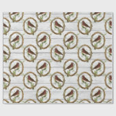 クリスマス金ゴールドフレームバードヴィンテージ ラッピングペーパー (フラット)